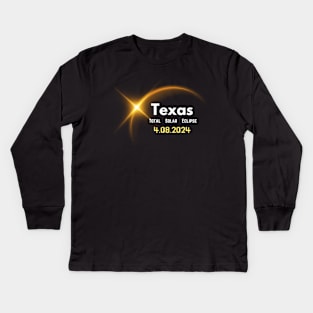 2024 Solar Eclipse Texas USA Totality Kids Long Sleeve T-Shirt